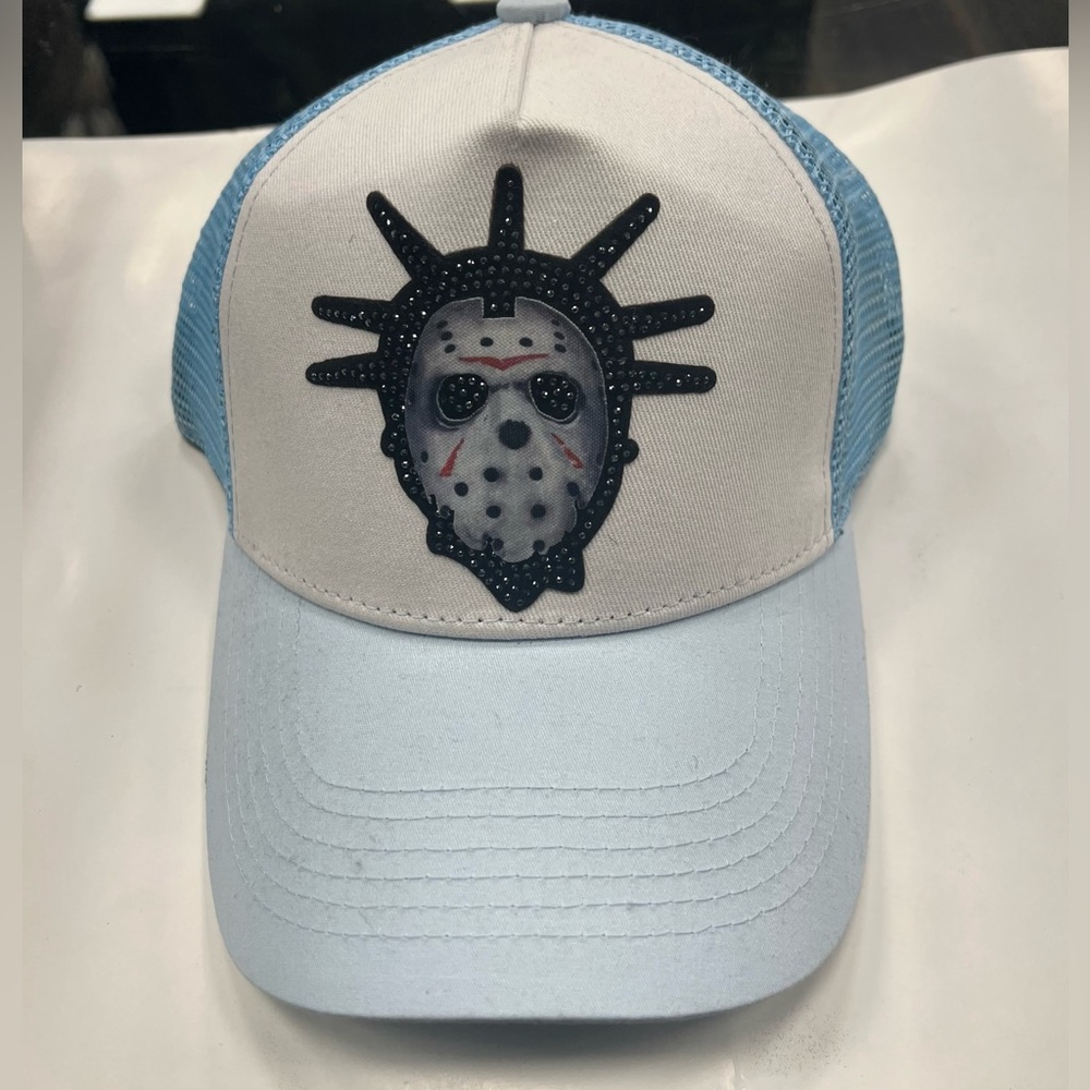 Roku GhostTown Blue and White Graphic Trucker Hat